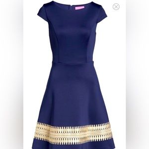 Lilly Pulitzer Klara Dress 2 Navy Gold